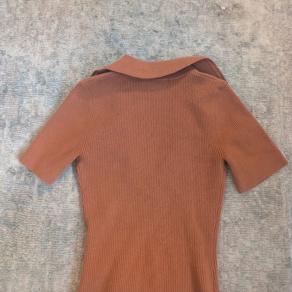 Sezane Eloy Short Sleeve Jumper In Camel - Picture 9 of 13